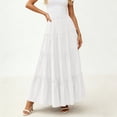 thumbnail image 1 of LEKWK Flowy Skirts for Women High Waisted Tiered Skirt Ruffle Maxi Skirt Elastic Waist Flared Hem Casual Beach Holiday Party Vacation Wear, 1 of 5