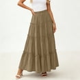 thumbnail image 1 of LEKWK Flowy Skirts for Women High Waisted Tiered Skirt Ruffle Maxi Skirt Elastic Waist Flared Hem Casual Beach Holiday Party Vacation Wear, 1 of 6