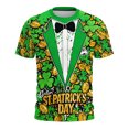 thumbnail image 1 of LEKWK Funny St Patricks Day Shirt Women Tuxedo Suit Print Graphic Tees Crew Neck Costume Tops Bow Tie 3D Graphic Outfits, 1 of 7
