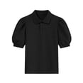 thumbnail image 1 of LEKWK Girl's School Uniform Shirt Puff Sleeve Peter Pan Collar Button Down Top Regular Fit Soft Cotton Pique Blouse Preppy Back to School, 1 of 6