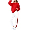 thumbnail image 1 of LEKWK Girls 2-Piece Activewear Set Crew Neck Long Sleeve Sweatshirt and Contrast Side Stripe Joggers Tracksuit for Big Kid Casual Sports School Outfit, 1 of 5