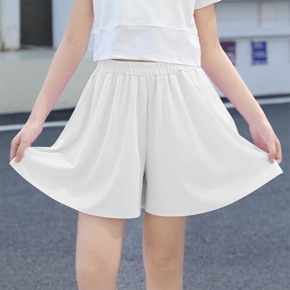 LEKWK Girls Athletic Shorts Quick Dry Elastic Waist Flowy Workout Shorts Lightweight Breathable Loose Comfy Bottoms for Yoga Dance Tennis Running 3-15Y