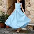 thumbnail image 1 of LEKWK Girls Bridesmaid Flower Dress Sleeveless Satin Bow Tie Backless Pageant Gown Pleated Flowy A-Line Princess Dresses for Birthday Party Wedding 0-13Y, 1 of 9