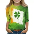 thumbnail image 1 of LEKWK Girls St. Patrick's Day T-Shirts Glitter Shamrock Print Crew Neck Tops Long Sleeve Graphic Tees Festival Holiday Casual Wear, 1 of 5