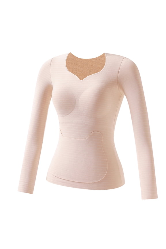 Girls Thermal Underwear Top Solid V-Neck Long Sleeve Base Layer Fleece Lined Warm Shirts Winter Skiing Outdoor Cozy Outfits