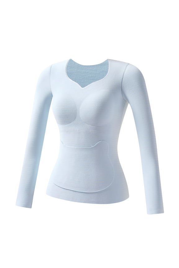 Girls Thermal Underwear Top Solid V-Neck Long Sleeve Base Layer Fleece Lined Warm Shirts Winter Skiing Outdoor Cozy Outfits