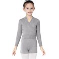 thumbnail image 1 of LEKWK Girls Wrap Top V Neck Long Sleeve Knit Sweater Soft Ribbed Cardigan Ballet Dance Gymnastics Warm Up Wear, 1 of 4