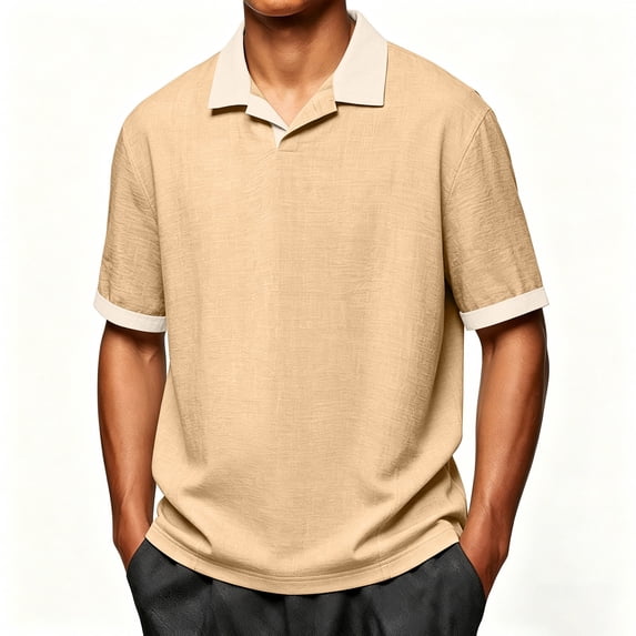 LEKWK Golf Shirts for Men Short Sleeve V Neck Collared Tops Lightweight Regular Fit Comfy Athletic Shirts Summer Fashion Workout Old Money Tops
