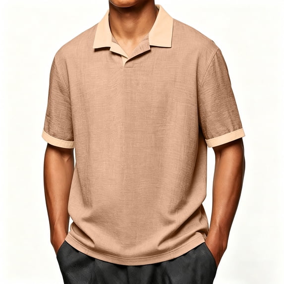 LEKWK Golf Shirts for Men Short Sleeve V Neck Collared Tops Lightweight Regular Fit Comfy Athletic Shirts Summer Fashion Workout Old Money Tops