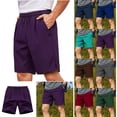 thumbnail image 1 of LEKWK Golf Shorts for Men Upf 50+ Elastic Waist Stretch Knee Length Active Shorts with Pockets Lightweight Sun Protection Straight Leg Walking Shorts Hiking Outdoor Work Daily Bottoms Purple M, 1 of 5
