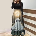 thumbnail image 1 of LEKWK Halloween Dresses for Women Graphic Print Long Sleeve Maxi Dress Crewneck Vintage Funny Holiday Party Cosplay Medieval Dress, 1 of 6