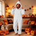 thumbnail image 1 of LEKWK Halloween Onesie Adult Funny Zip Up Cute Hooded Jumpsuit Fleece Soft Flannel Lounge Sleepwear for Cosplay Theme Party Dress Up Set, 1 of 8