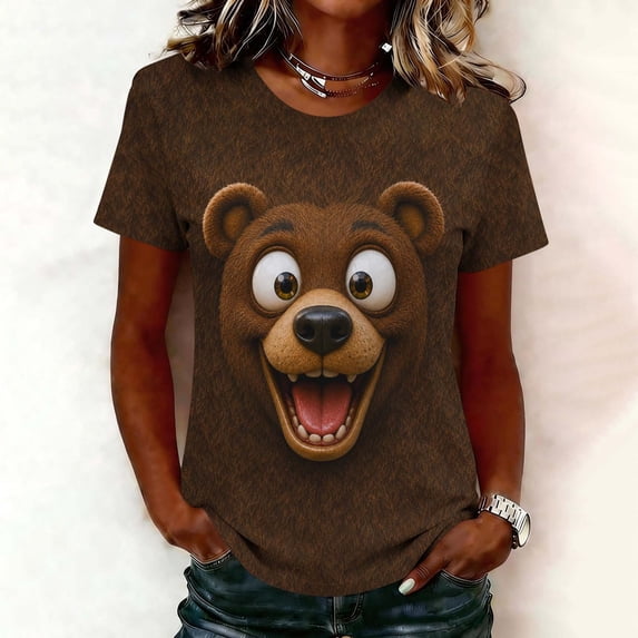 LEKWK Halloween Shirts for Women Animal Print Short Sleeve Casual Funny Shirts Crewneck Relaxed Fit Lightweight Cute Graphic T-Shirts