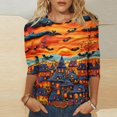 thumbnail image 1 of LEKWK Halloween Shirts for Women Plus Size 3/4 Sleeve Cute Graphic T-Shirt Loose Fit Oversized Top Holiday Party Halloween Costume,Size S-5Xl, 1 of 4
