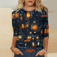 thumbnail image 1 of LEKWK Halloween Shirts for Women Plus Size 3/4 Sleeve Cute Graphic T-Shirt Loose Fit Oversized Top Holiday Party Halloween Costume,Size S-5Xl, 1 of 4