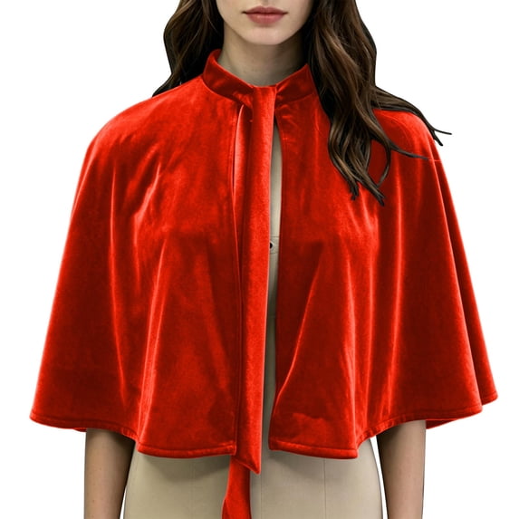 LEKWK Halloween Velvet Cloak Women Stand Collar Short Cape Gothic Witch Costume Vampire Mantle Cloak Renaissance Costume Cosplay Party Fancy Dress