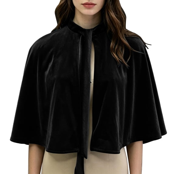 LEKWK Halloween Velvet Cloak Women Stand Collar Short Cape Gothic Witch Costume Vampire Mantle Cloak Renaissance Costume Cosplay Party Fancy Dress