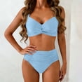 thumbnail image 1 of LEKWK High Waisted Bikini Sets for Women Tummy Control Ruched Bathing Suit Twist Front Push Up Two Piece Swimsuit Summer Pool Beach Vacation Resort Wear, 1 of 5
