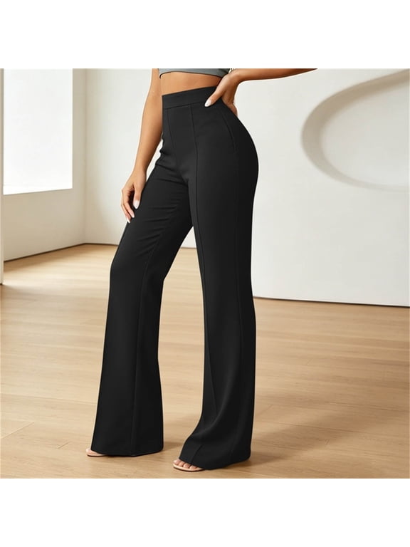 High Waisted Flare Leg Pants for Women Stretchy Slim Fit Bootcut Dress Pant Pull On Casual Flare Slacks with Pockets Business Casual Office Work Wear