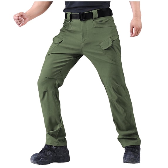 LEKWK Hiking Pants for Men Muscle Fit Pants Durable Stretch Work Trousers Multi-Pockets Design Breathable Outdoor Performance Military Wear