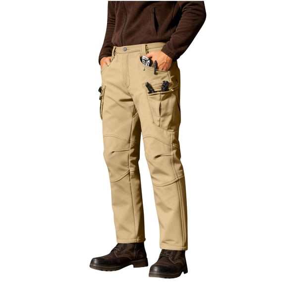 LEKWK Hiking Pants for Men Regular Fit Water Resistant Cargo Pants Durable Multi Pocket Work Pants Outdoor Pants Reinforced Knee Mountain Wear