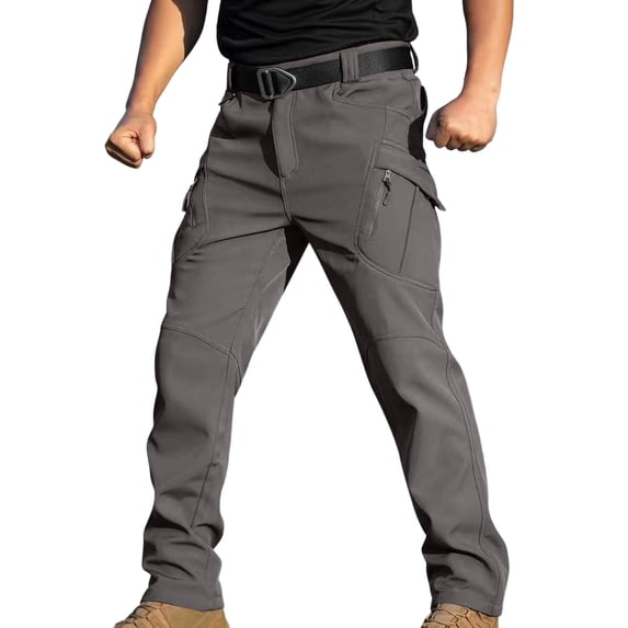 LEKWK Hiking Pants for Men Slim Fit Softshell Water Resistant Cargo Pants Durable Breathable Outdoor Pants with Secure Multi Pockets Workwear