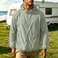 thumbnail image 1 of LEKWK Hooded Jacket for Men Sun Protection Lightweight Windbreaker Full Zip Activewear with Side Pockets for Hiking Running Travel Camping Mint Green M, 1 of 6