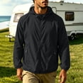 thumbnail image 1 of LEKWK Hooded Jacket for Men Sun Protection Lightweight Windbreaker Full Zip Activewear with Side Pockets for Hiking Running Travel Camping Black XXL, 1 of 6