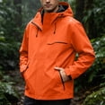 thumbnail image 1 of LEKWK Hooded Softshell Jacket for Men Full Zip Lightweight Outdoor Windbreaker, Water Resistant Utility Rain Coat with Zipper Pockets and Adjustable Cuffs for Hiking Travel Orange XXXXL, 1 of 8