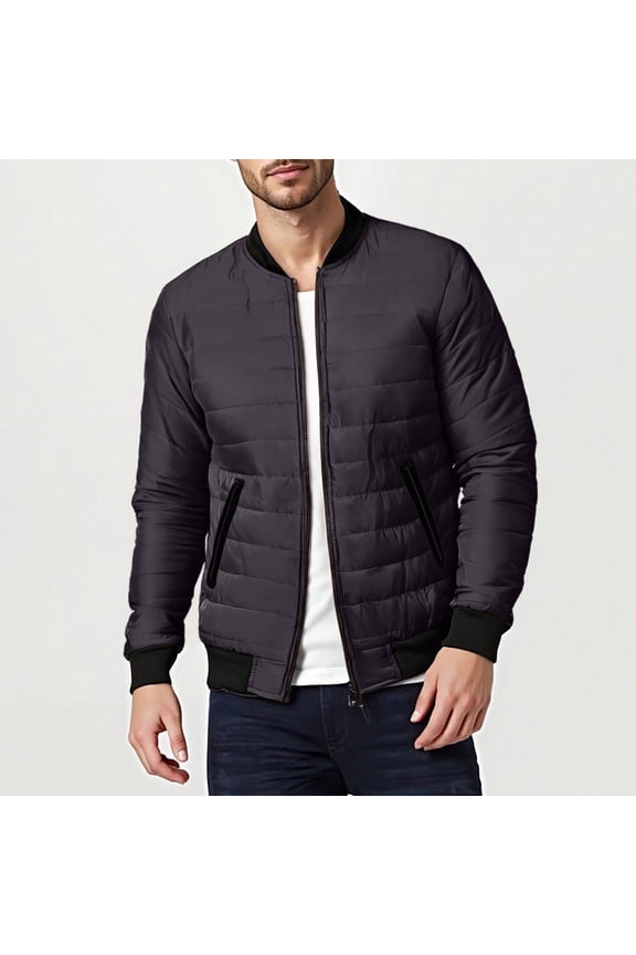 Down Jacket for Men Winter Coat Warm Puffer Jackets Packable Zip Up Padded Quilted Hooded Lightweight Puffy Coats with Pockets Outerwear, Purple M