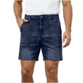 thumbnail image 1 of LEKWK Jean Shorts for Men Elastic Waist Denim Work Shorts with Front Utility Pockets Button Closure Relaxed Fit for Summer Casual Streetwear Everyday Wear Dark Blue XXL, 1 of 7