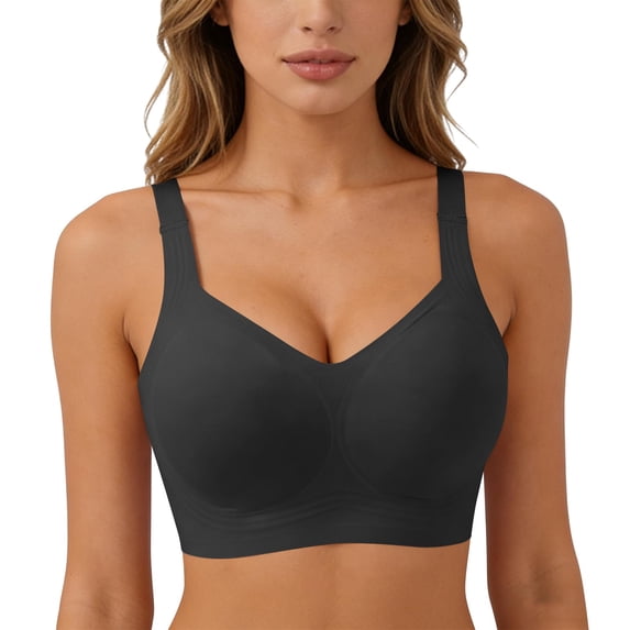LEKWK Jelly Bras for Women No Underwire Push Up Supportive Wireless Plus Size Bra Full Coverage Seamless Comfort T-Shirt Bra Soft Everyday Wear