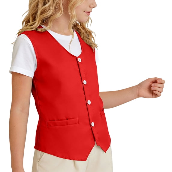 LEKWK Kid Volunteer Activity Vest Sleeveless Button Down V Neck Waistcoat Lightweight Loose Fit Comfy Jacket Activity Party Costume Activities Uniform 3-12Y