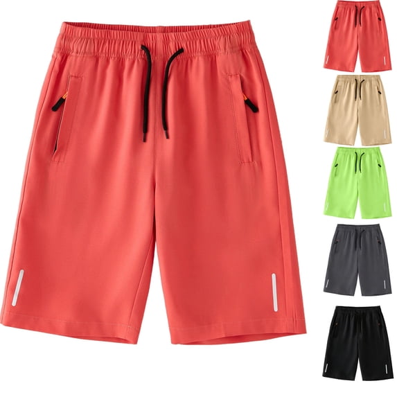 LEKWK Kids Athletic Shorts Quick Dry Sports Shorts for Boys Zipper Pockets Breathable Workout Running Gym Wear Active Training Sportswear Bottoms