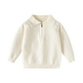 thumbnail image 1 of LEKWK Kids Knit Collared Sweater Quarter Zip Pullover Tops Long Sleeve Solid Ribbed Hem School Uniform Preppy formal Outfits, 1 of 9