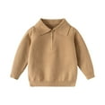 thumbnail image 1 of LEKWK Kids Knit Collared Sweater Quarter Zip Pullover Tops Long Sleeve Solid Ribbed Hem School Uniform Preppy formal Outfits, 1 of 9