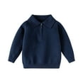 thumbnail image 1 of LEKWK Kids Knit Collared Sweater Quarter Zip Pullover Tops Long Sleeve Solid Ribbed Hem School Uniform Preppy formal Outfits, 1 of 8