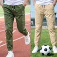 thumbnail image 1 of LEKWK Linen Joggers for Boys 2 Pack Elastic Waist Back To School Jogger Pants with Pockets Lightweight Drawstring Mid Rise Full Length Tapered Fit Lounge Travel Casual Daily Wear Green 11 Years, 1 of 9