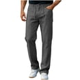 thumbnail image 1 of LEKWK Linen Pants for Men Regular Fit Breathable Linen Fabric Casual Pants Elastic Drawstring Waist Beach Pants Lightweight Straight Leg Summer Outfits, 1 of 7
