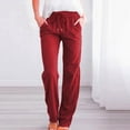 thumbnail image 1 of LEKWK Linen Pants Women High Waisted Drawstring Straight Leg Pants Lightweight Loose Fit Soft Solid Pants with Pockets Summer Casual Beach Trousers, 1 of 9