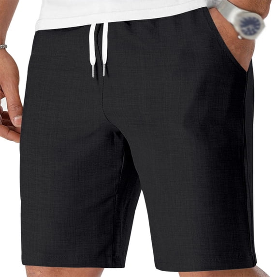 LEKWK Linen Shorts for Men Lightweight Soft Breathable Summer Shorts Elastic Waist Drawstring Casual Bottoms with Pockets Fashion Beach Vacation Outfits