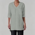 thumbnail image 1 of LEKWK Linen Tunic Tops for Women V-Neck Half Sleeve High Low Shirts Lightweight Breathable Casual Shirts with Pockets Fall Vacation Travel Outfits, 1 of 9