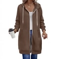 thumbnail image 1 of LEKWK Long Hoodies for Women Zip Up Long Sleeve Drawstring Sweatshirts Loose Fit Casual Jacket Coat with Pockets Fashion Comfort Travel Hoodie Daily Wear, 1 of 9