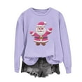 thumbnail image 1 of LEKWK Long Sleeve Christmas Shirts for Women Xmas Santa Graphic Tops Crewneck Sweatshirts Loose Fit Holiday Party Blouses, 1 of 6