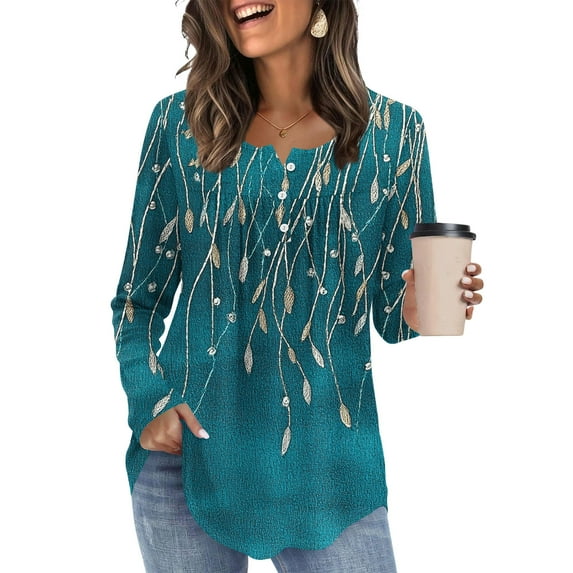 LEKWK Long Sleeve Shirts for Women V Neck Button Down Plaid Tops Dressy Casual Tunic Blouses Trendy Loose Fit T Shirt Going Out Outfits Streetwear