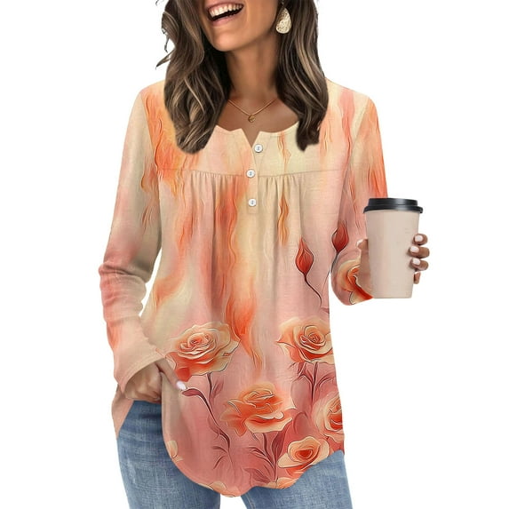 LEKWK Long Sleeve Shirts for Women V Neck Button Down Plaid Tops Dressy Casual Tunic Blouses Trendy Loose Fit T Shirt Going Out Outfits Streetwear