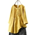 thumbnail image 1 of LEKWK Loose Linen Tops for Women Double Layered Hem Flowy Tops V-Neck Short Sleeve Summer Blouses Ruffle Plain Soft Breathable Beach Holiday Wear, 1 of 4