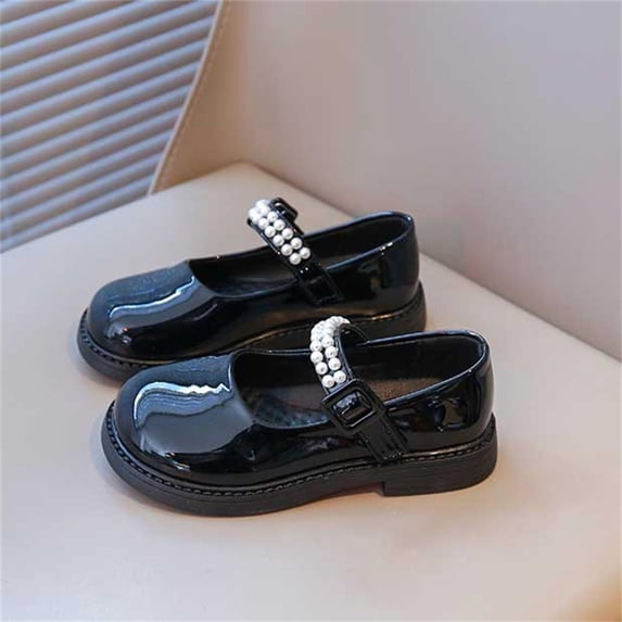 LEKWK Mary Jane Shoes for Girls Pearl Non Slip Cute Thick Sole Princess Dress Shoes Casual Back to School Party Wedding Daily Uniform Wear