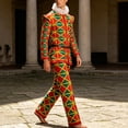 thumbnail image 1 of LEKWK Medieval Clown Costume Men 4 Piece Renaissance Jester Costume Ruffled Collar Geometric Print Long Sleeve Tops Pants with Belt, 1 of 9