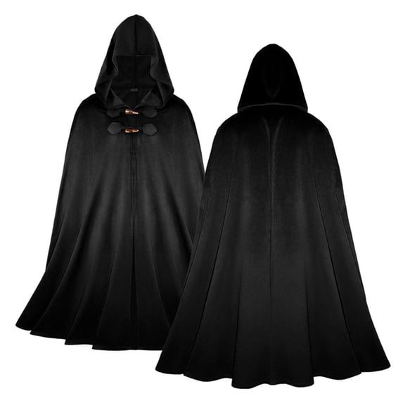 LEKWK Medieval Hooded Cloak Renaissance Cape Adult Halloween Costume Velvet Cape Classic Fantasy Wizard Cosplay Themed Party Fancy Dress